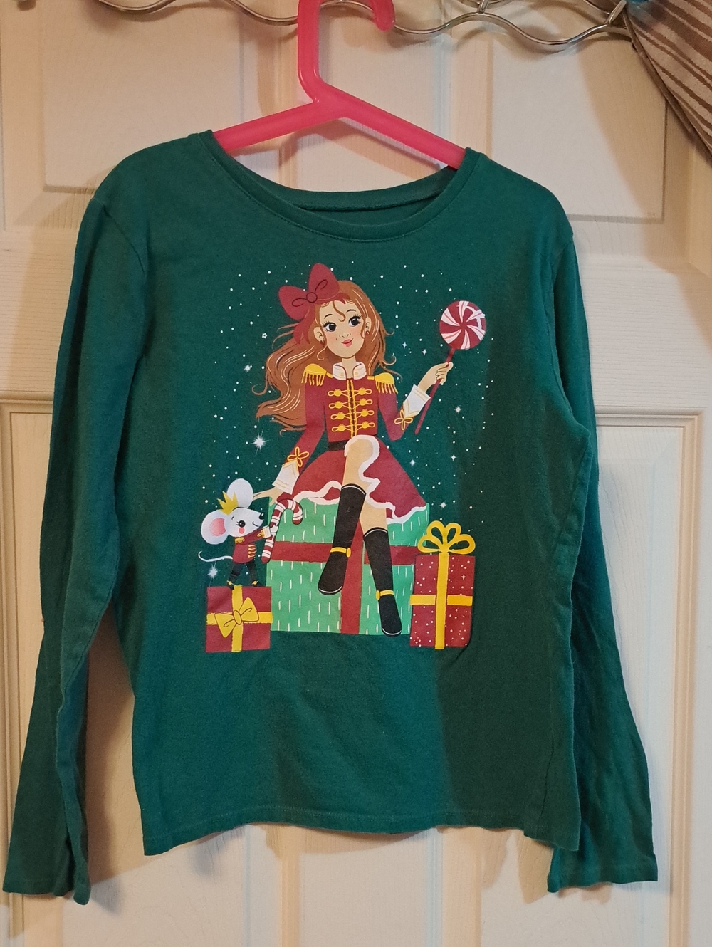 Place Girls Green Nutcracker Graphic Long Sleeve Tee Size L/G 10/12